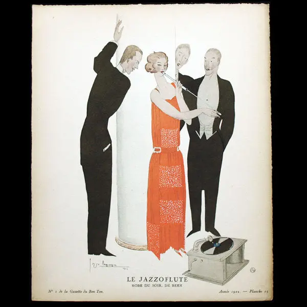 Gazette Du Bon Ton - Le Jazzoflute, Robe Du Soir De Worth, Planche De Georges Lepape Pour (N°2, 1922) 1