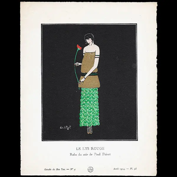 Gazette Du Bon Ton - Le Lys Rouge, Robe Du Soir De Paul Poiret, Planche De Simone Puget (N°4, 1914) 1