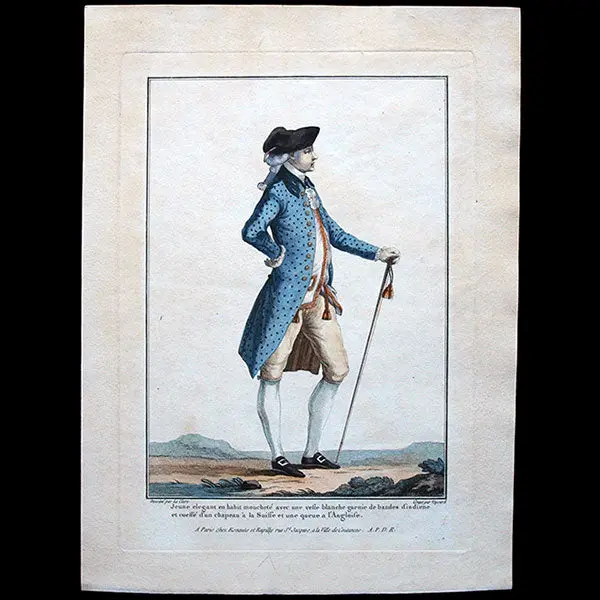 Gallerie Des Modes Et Costumes Français, 1778-1787, Gravure N° J 52, Jeune Élégant Par Leclerc (1778) 2