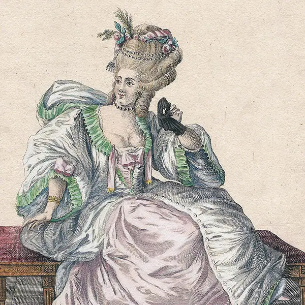 Gallerie Des Modes Et Costumes Français, 1778-1787, Copie D'époque De La Gravure N° X 128, Grand Domino De Taffetas À Capuche (1779) 2