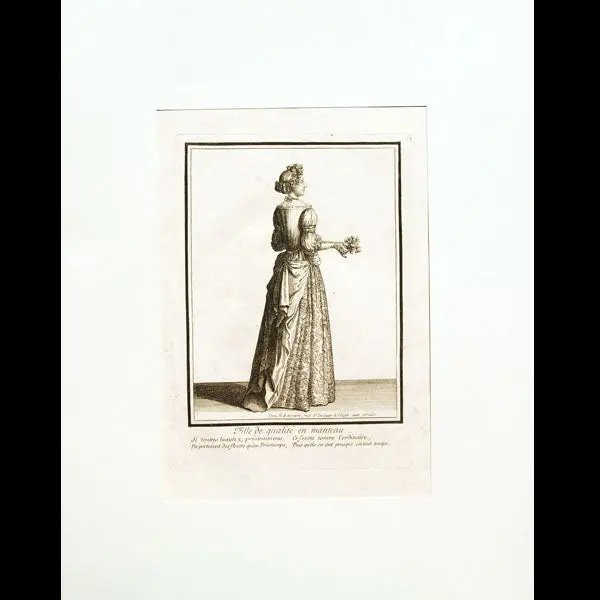 Fille De Qualité En Manteau, Gravure De Bonnart (Circa 1680-1690) 1
