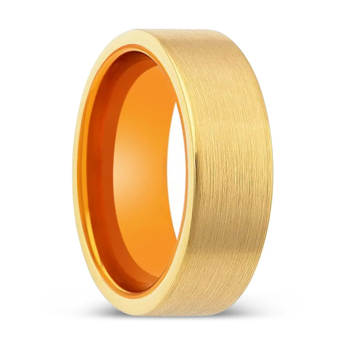 Caerleon | Orange Ring, Gold Tungsten Ring, Brushed, Flat 1