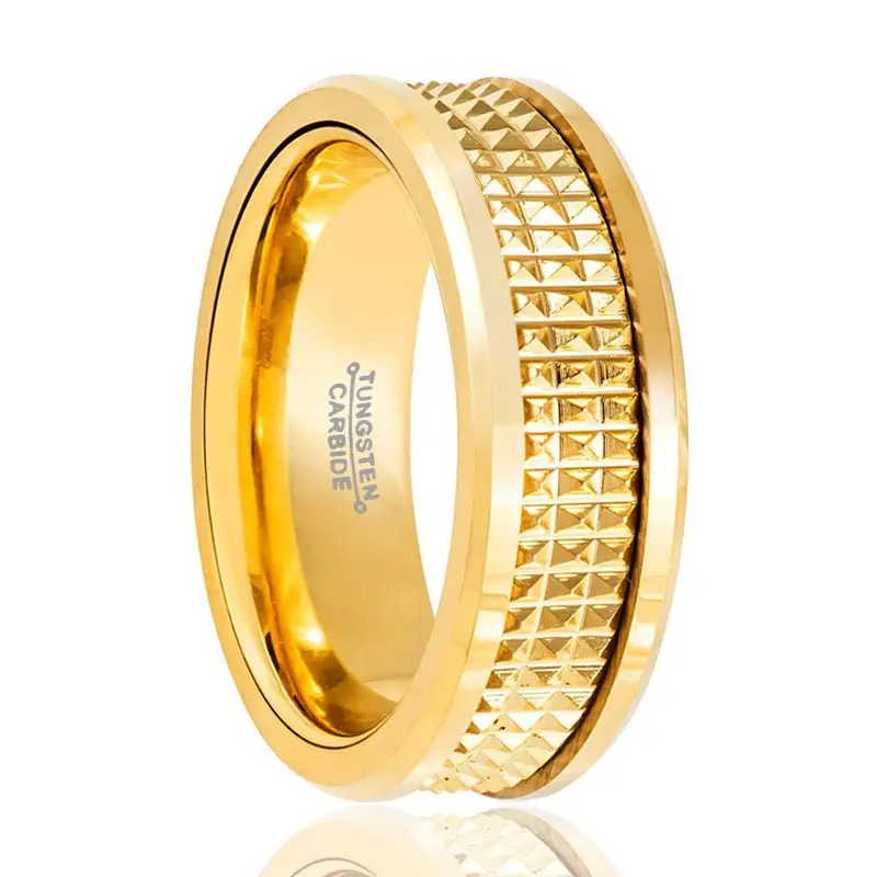 Caesar | Tungsten Ring Yellow Gold With Jagged Center 1