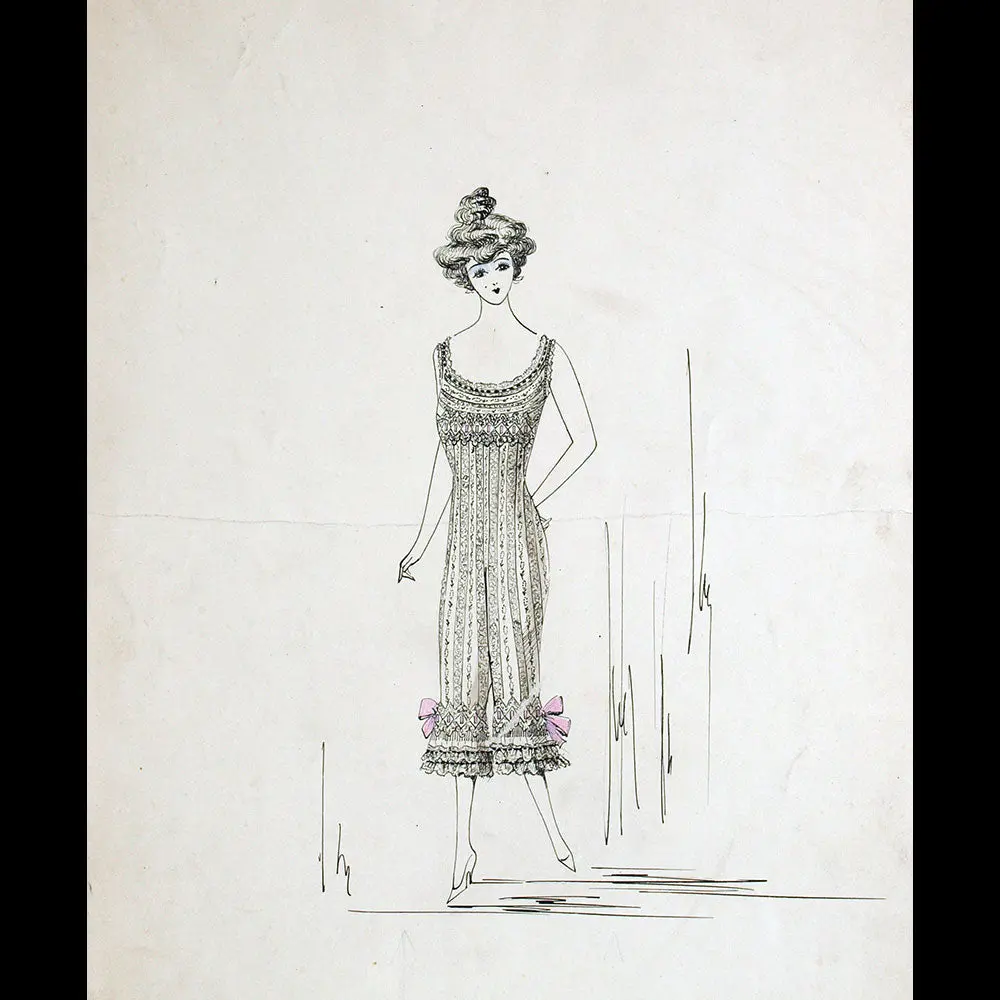 Calvayrac - Dessin D'une Combinaison Pantalon Cache-Corset (1898) 1