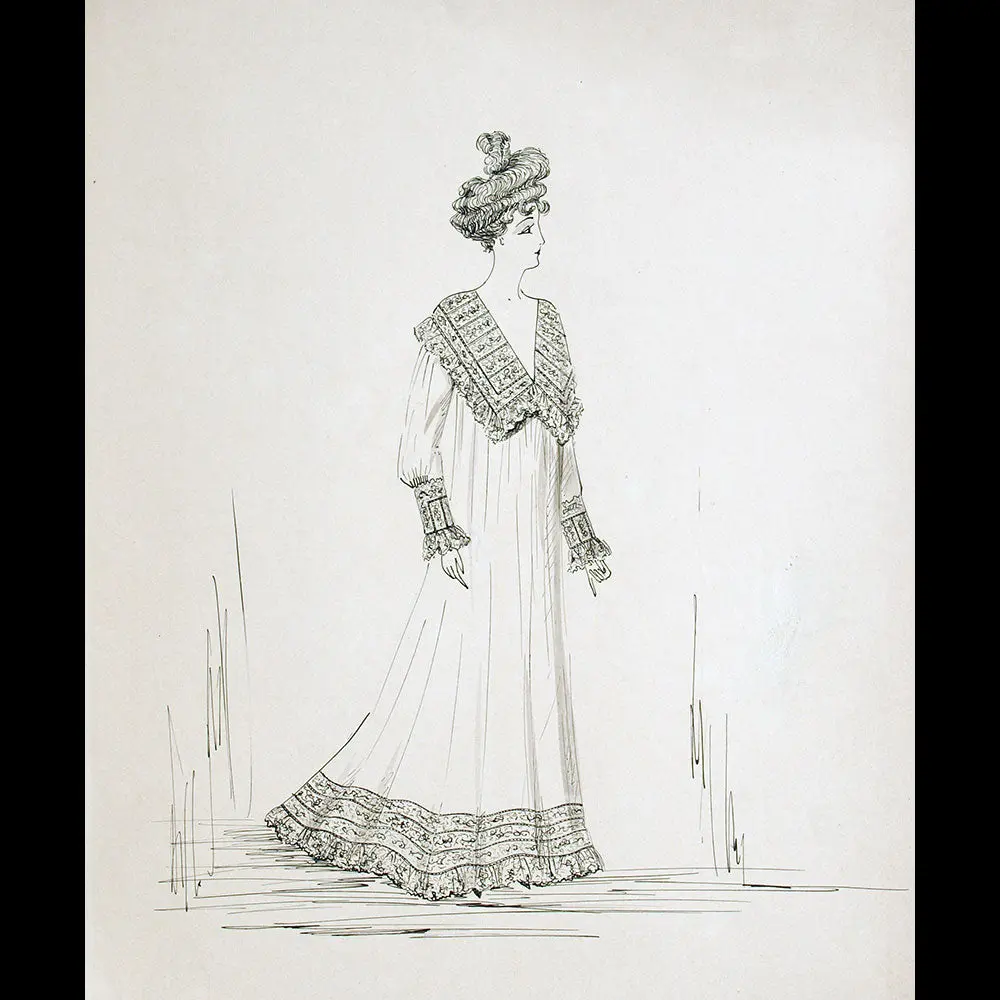 Calvayrac - Dessin D'une Chemise De Nuit (1902) 1