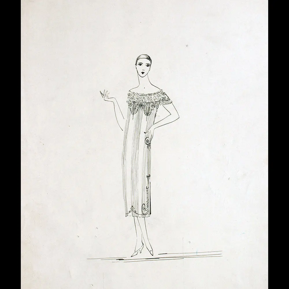 Calvayrac - Dessin D'une Chemise De Nuit Présentée À L'exposition Des Arts Décoratifs Modernes (1925) 1
