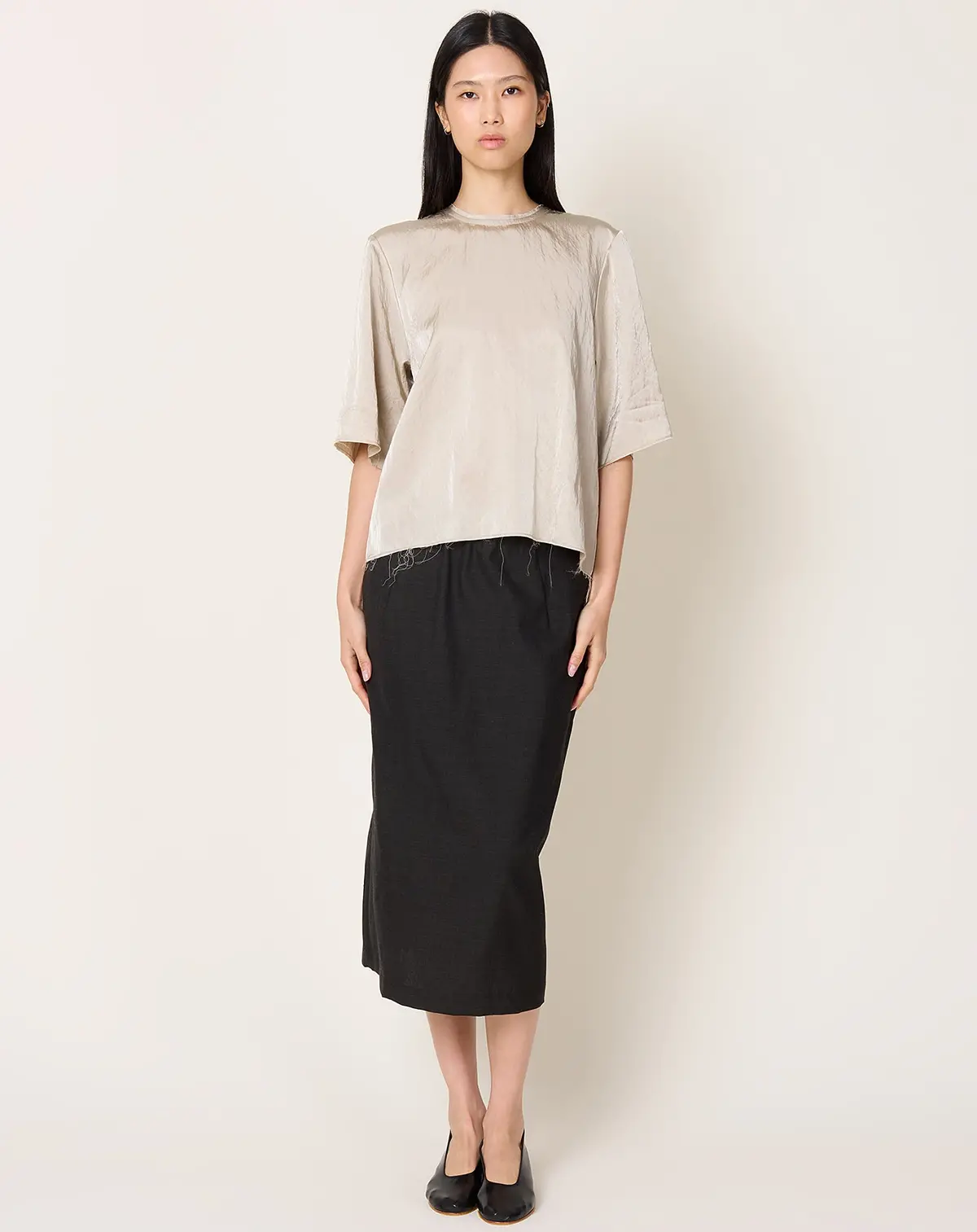 Tailored Tee Top In Champagne 1