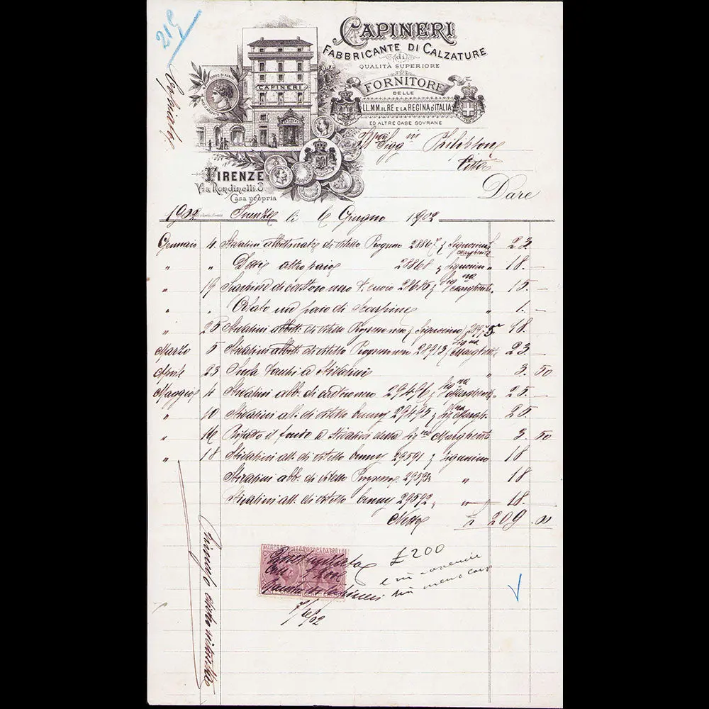Capineri - Facture De La Maison De Chapeaux, Via Rondinelli, Firenze (1902) 1
