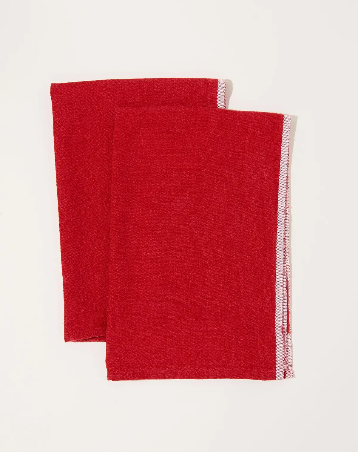 Chunky Linen Towels In Red, Set Of 2 1