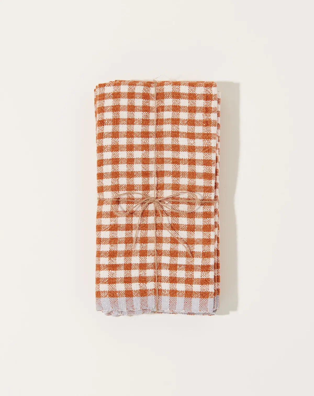 Two-Tone Gingham Napkins In Cognac & Blue, Set Of 4 1
