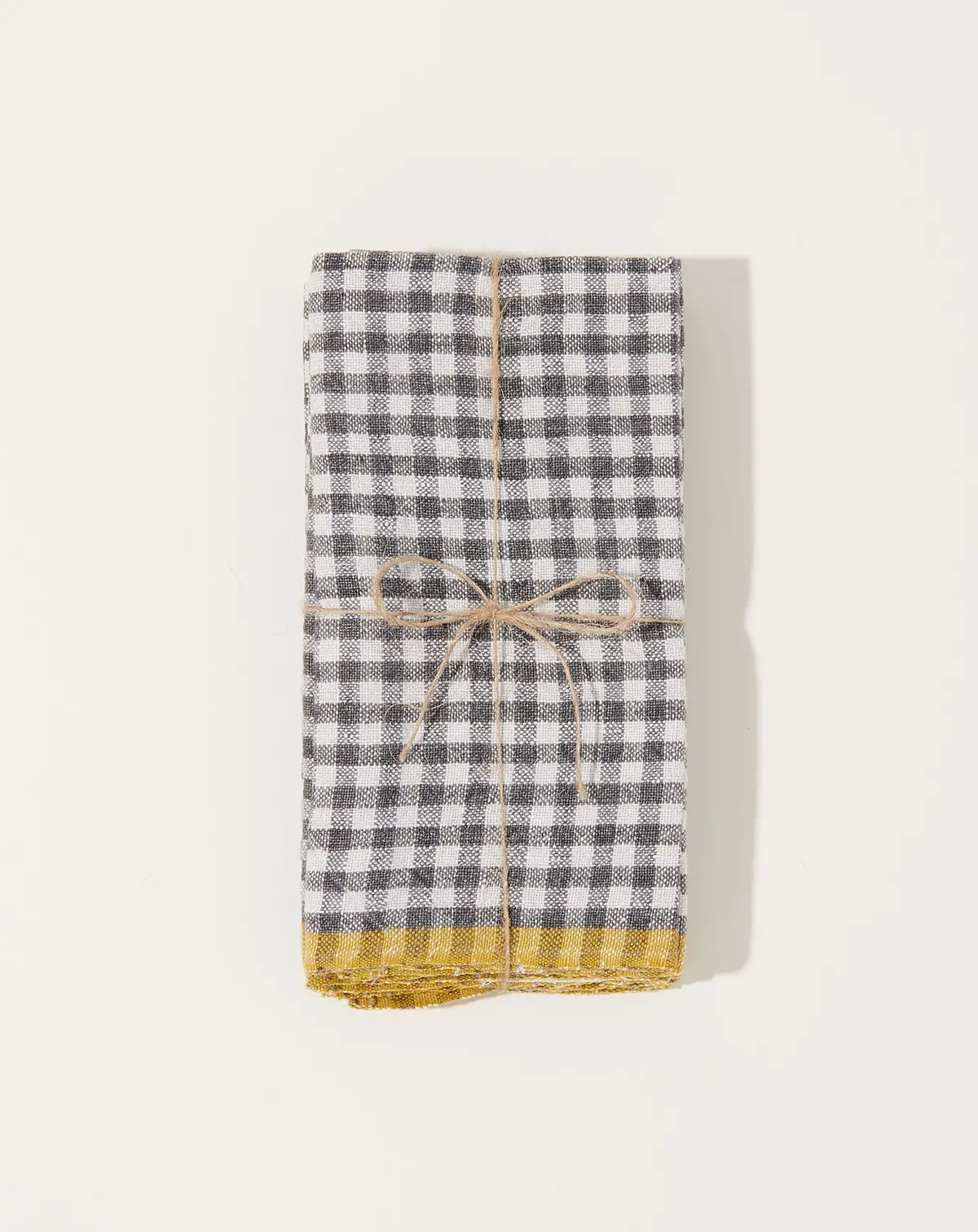 Two-Tone Gingham Napkins In Grey & Dijon, Set Of 4 1