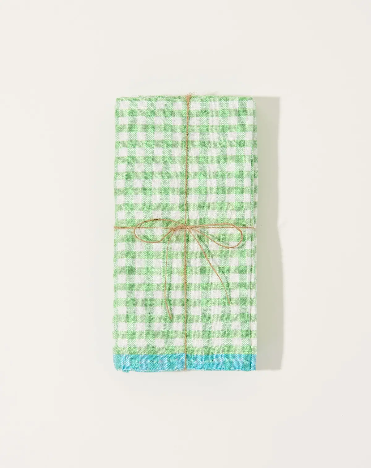 Two-Tone Gingham Napkins In Lime & Aqua, Set Of 4 1