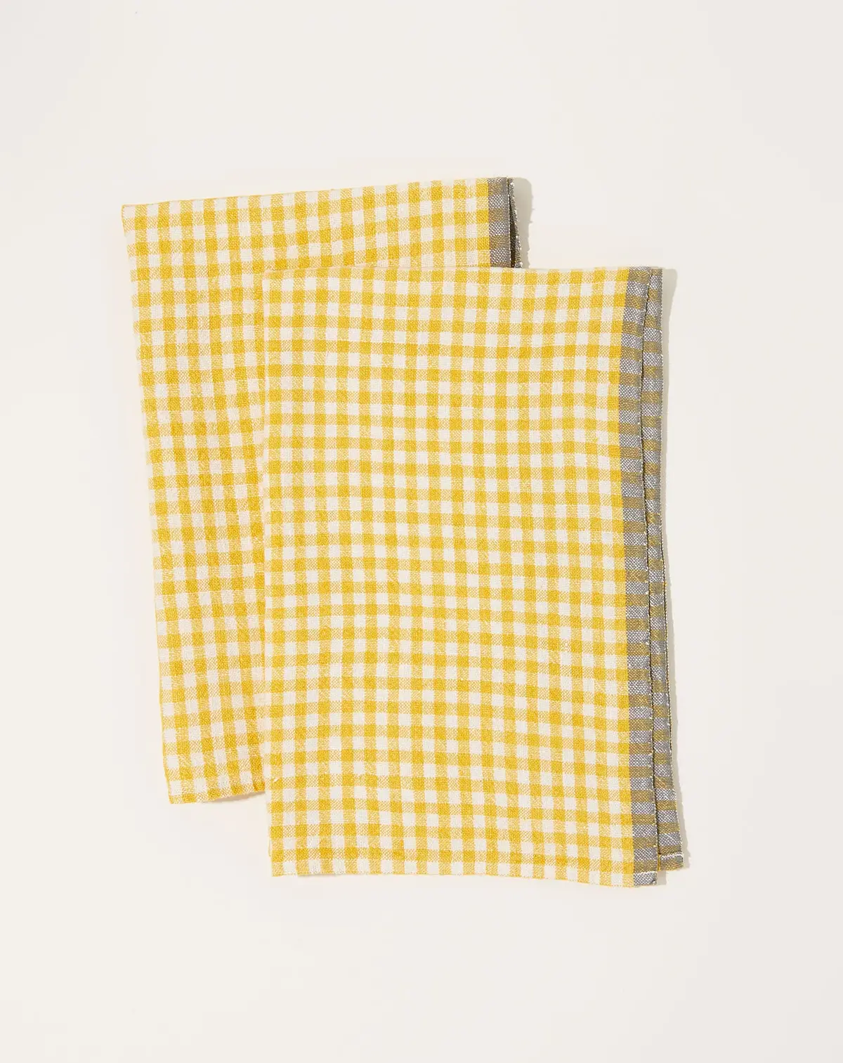 Two-Tone Gingham Towels In Dijon & Grey, Set Of 2 1