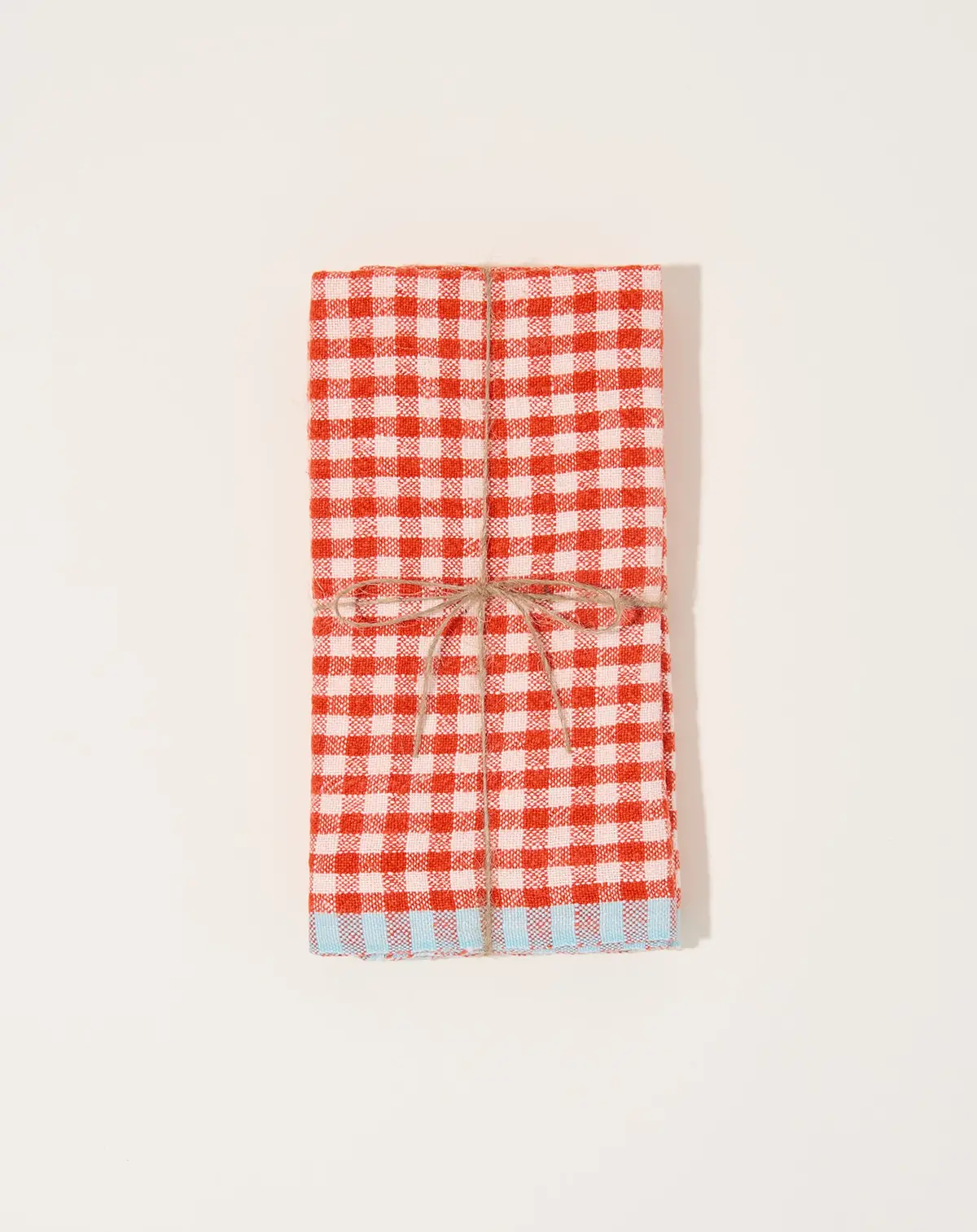 Two-Tone Gingham Towels In Orange & Aqua, Set Of 2 1