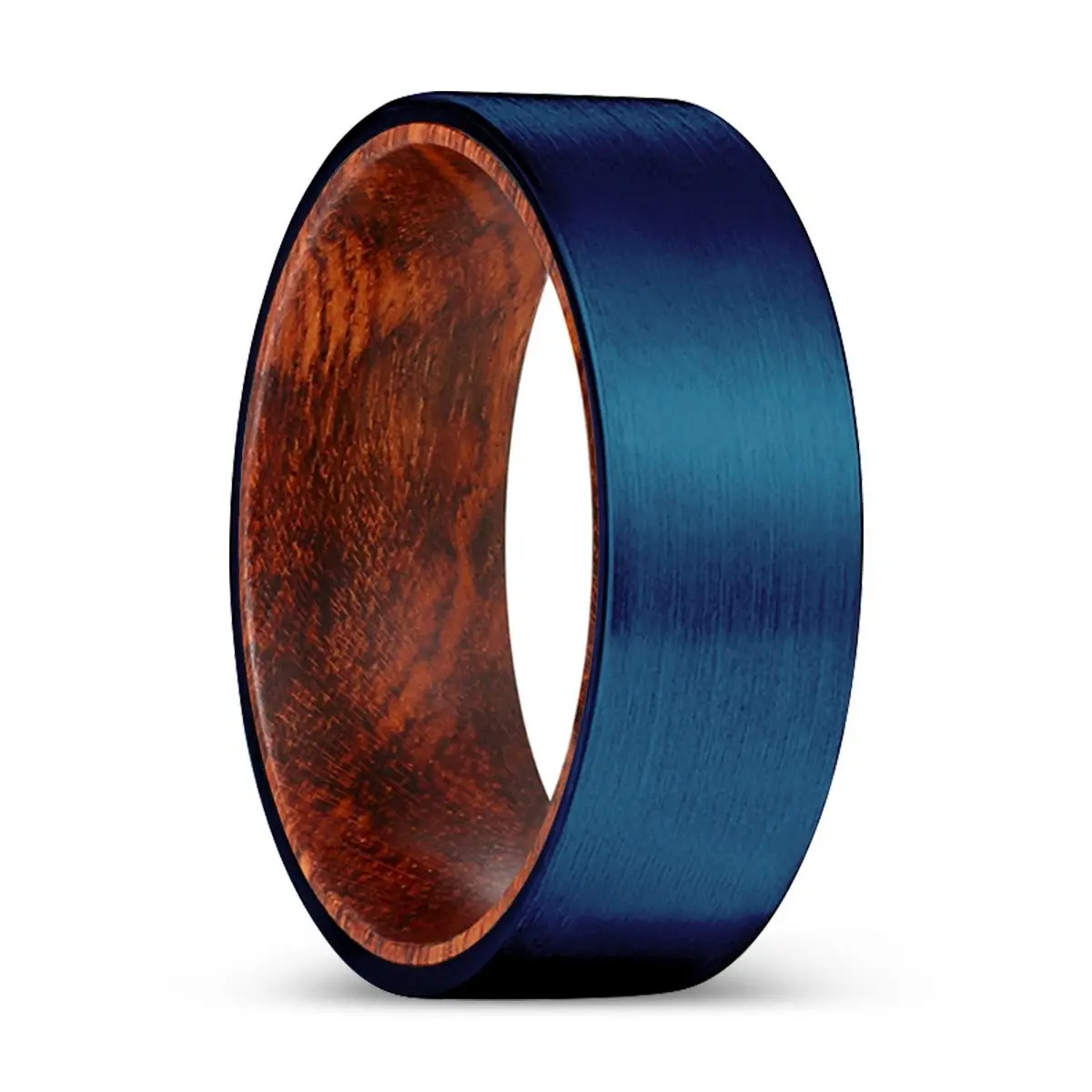 Carnage | Snake Wood, Blue Tungsten Ring, Brushed, Flat 1