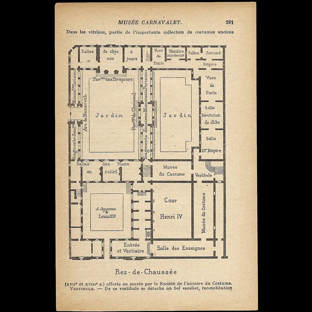 Musée Carnavalet - Salle Des Costumes, Plan Du Guide Bleu (1924) 1