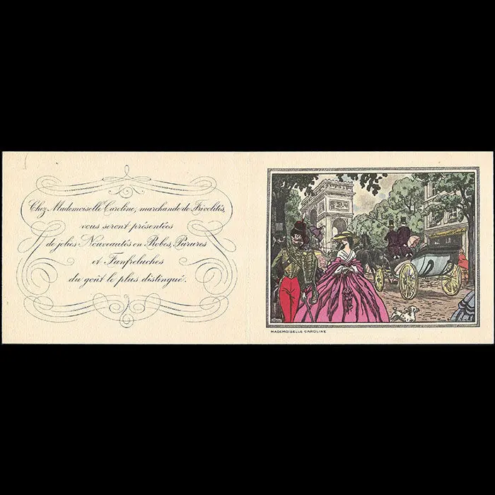 Mademoiselle Caroline - Carte De La Marchande De Frivolités, 3 Avenue Victor Hugo À Paris Illustrée Par Pierre Brissaud (Circa 1920S) 2