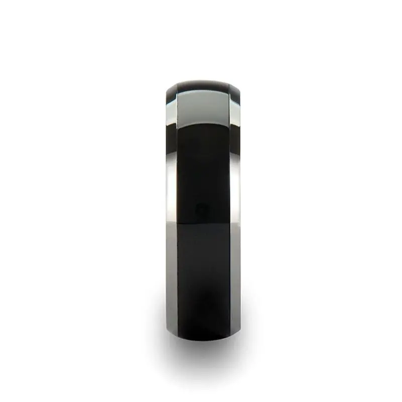 Carrera | Black Ceramic Ring, Silver Edges, Beveled 3