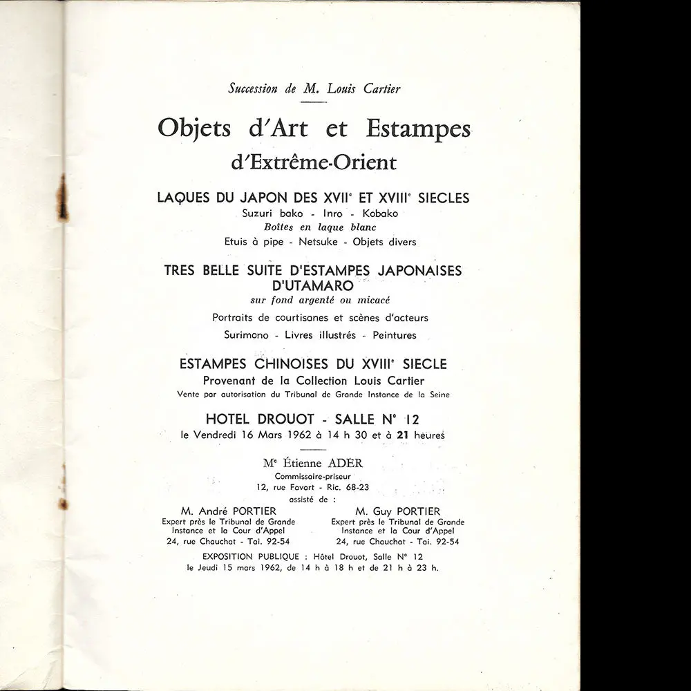 Estampes Et Laques D'extrême Orient - Catalogue De Vente De La Succession De Mr Louis Cartier (1962) 2