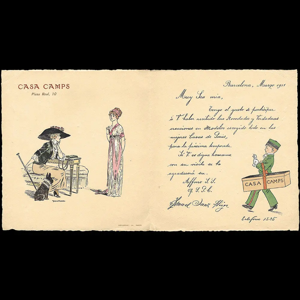 Casa Camps - Annonce Des Nouvelles Collections De Paris, Plaza Real 10, Barcelona (1911) 1