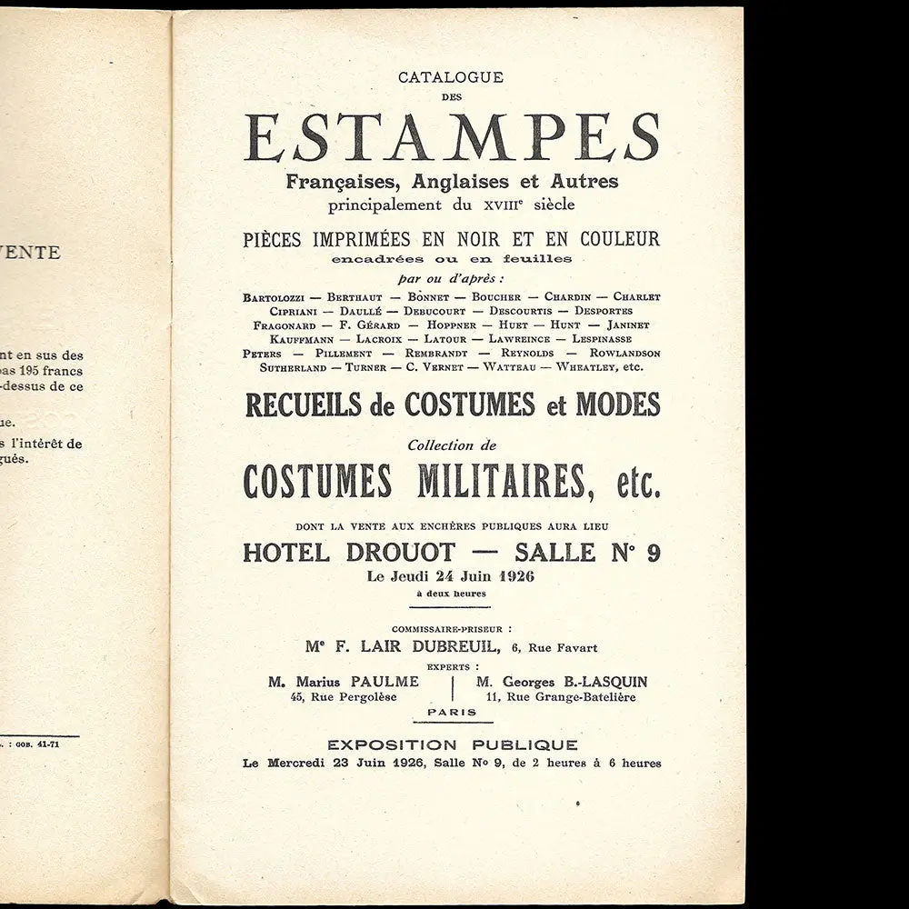 Estampes Françaises, Anglais Et Autres, Costumes Militaires, Modes, Etc. - Catalogue De Vente (1926) 2