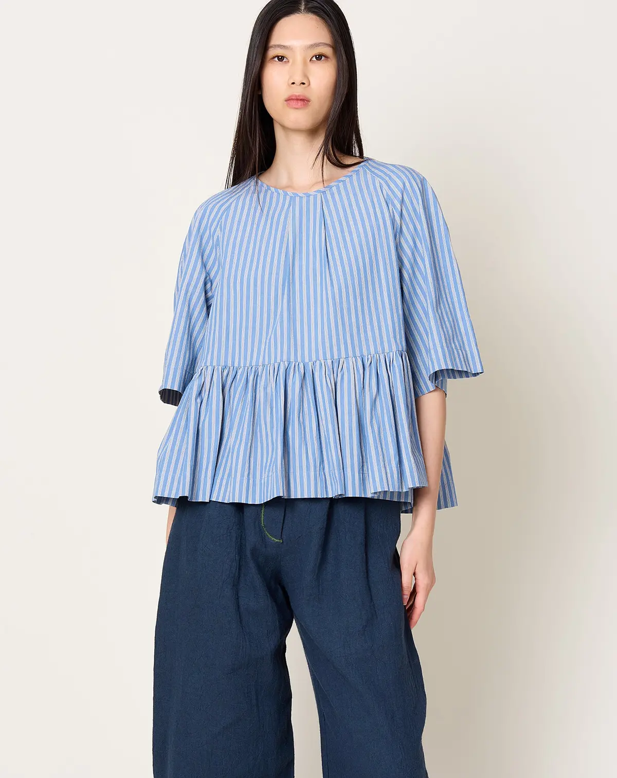 Delilah Top In Japanese Striped Cotton 1