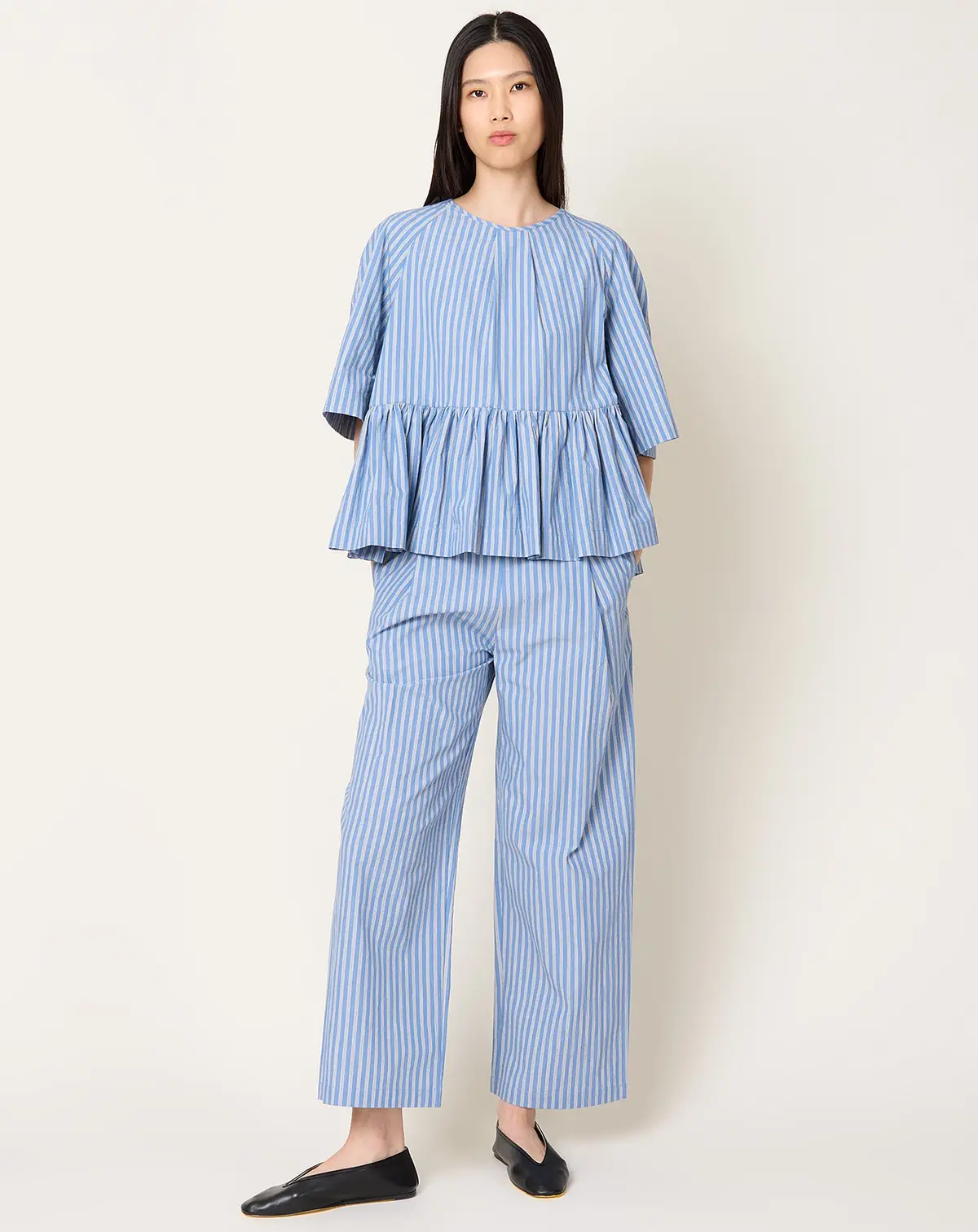 Georgia Trouser In Japanese Striped Cotton 1