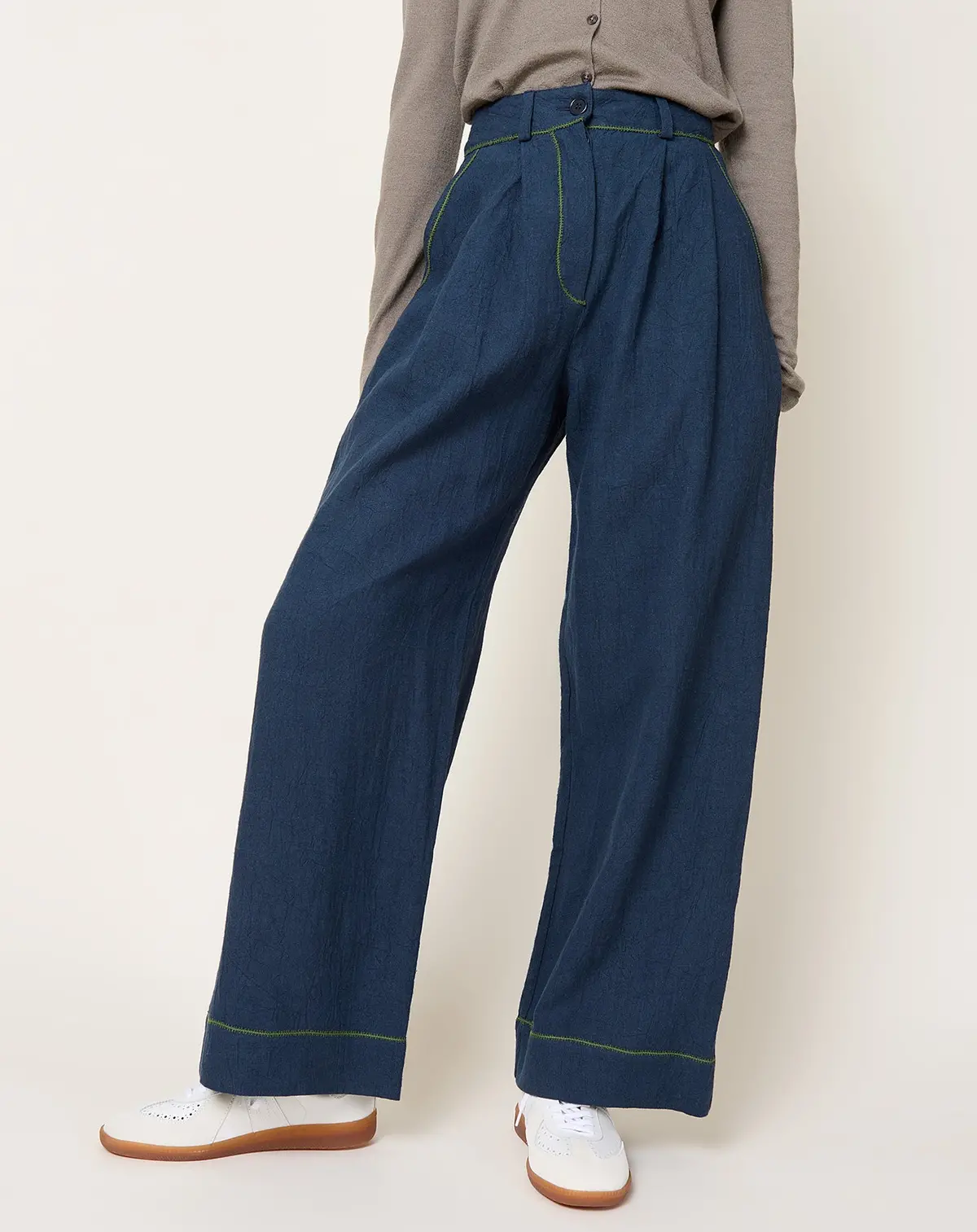 Japanese Linen Mara Trouser In Dark Indigo 1
