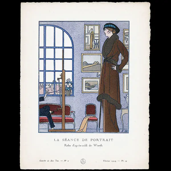 Gazette Du Bon Ton - La Séance De Portrait, Robe D'après-Midi De Worth, Planche De Bernard Boutet De Monvel (N2, 1914) 1