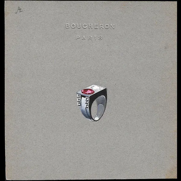 Boucheron - Bague Aux Rubis Et Diamants : Projet De Bijou (Circa 1940S) 1