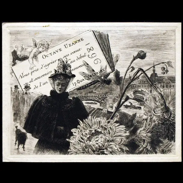 Uzanne - Carte De Voeux Pour L'année 1896 1