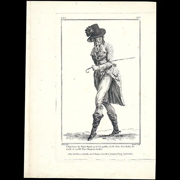 Gallerie Des Modes Et Costumes Français, 1778-1787, Gravure N° Ppp 365, L'agioteur Du Palais Royal Par Watteau (1787) 1