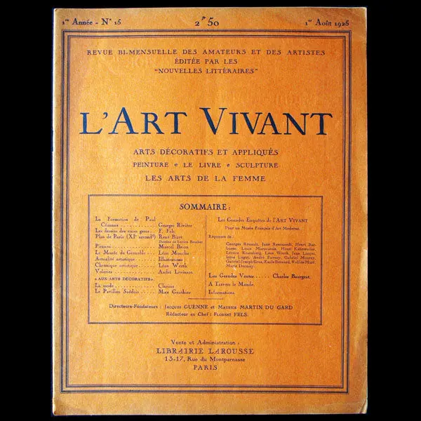 L'art Vivant (Août 1925) - Pavillon De L'elégance À L'exposition Des Arts Décoratifs 1