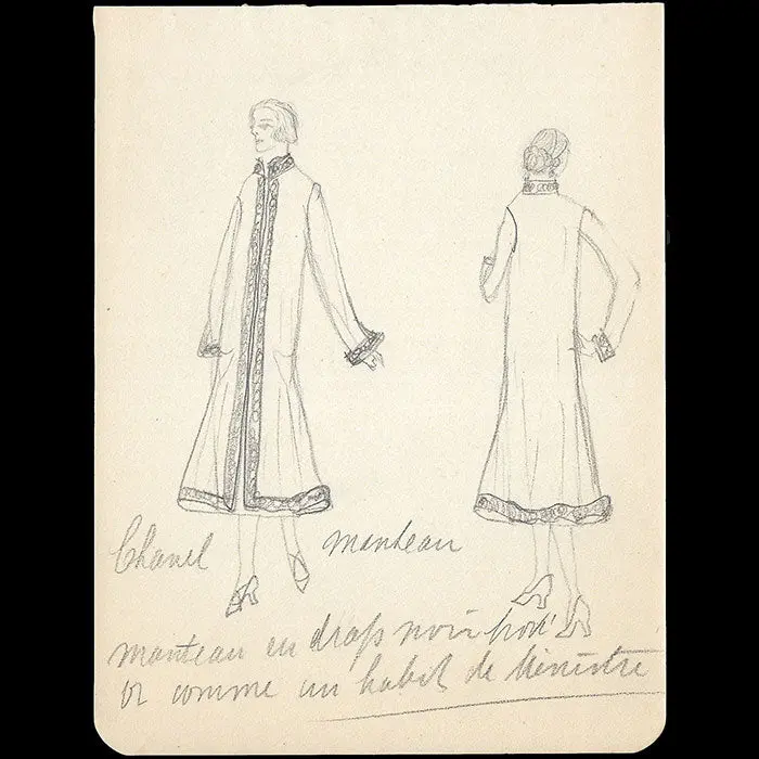 Chanel, Dessin D'un Manteau (Circa 1925) 1