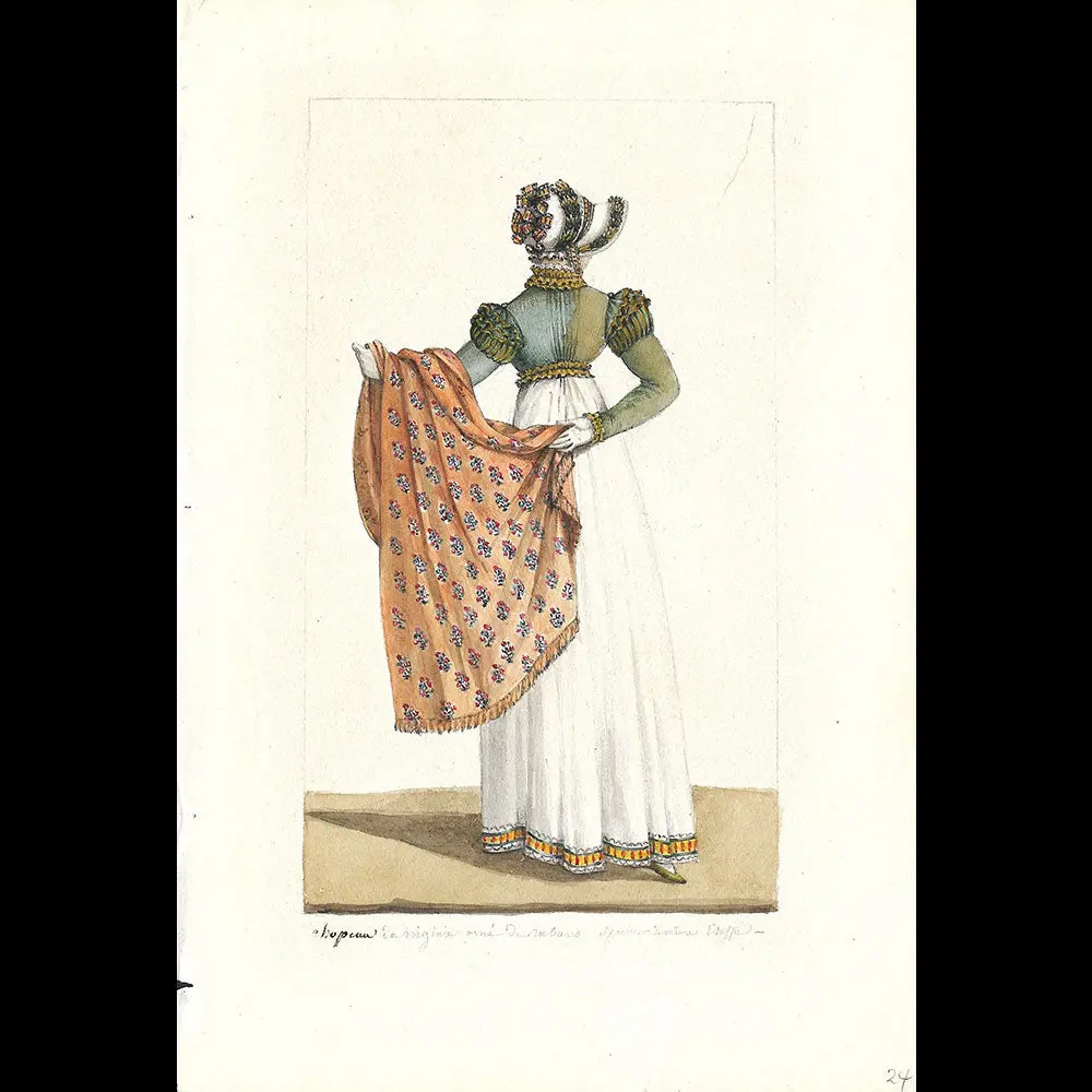 Spencer Et Chapeau De Virginie - Dessin Pour Un Périodique De Mode (1800-1810S) 1