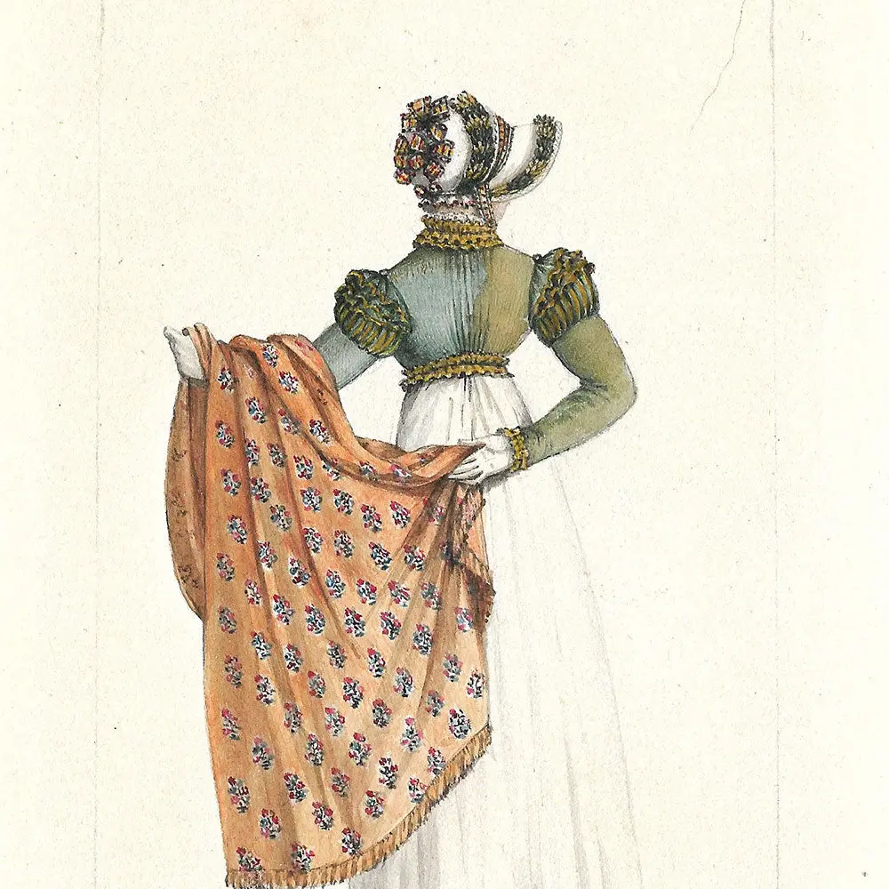 Spencer Et Chapeau De Virginie - Dessin Pour Un Périodique De Mode (1800-1810S) 2