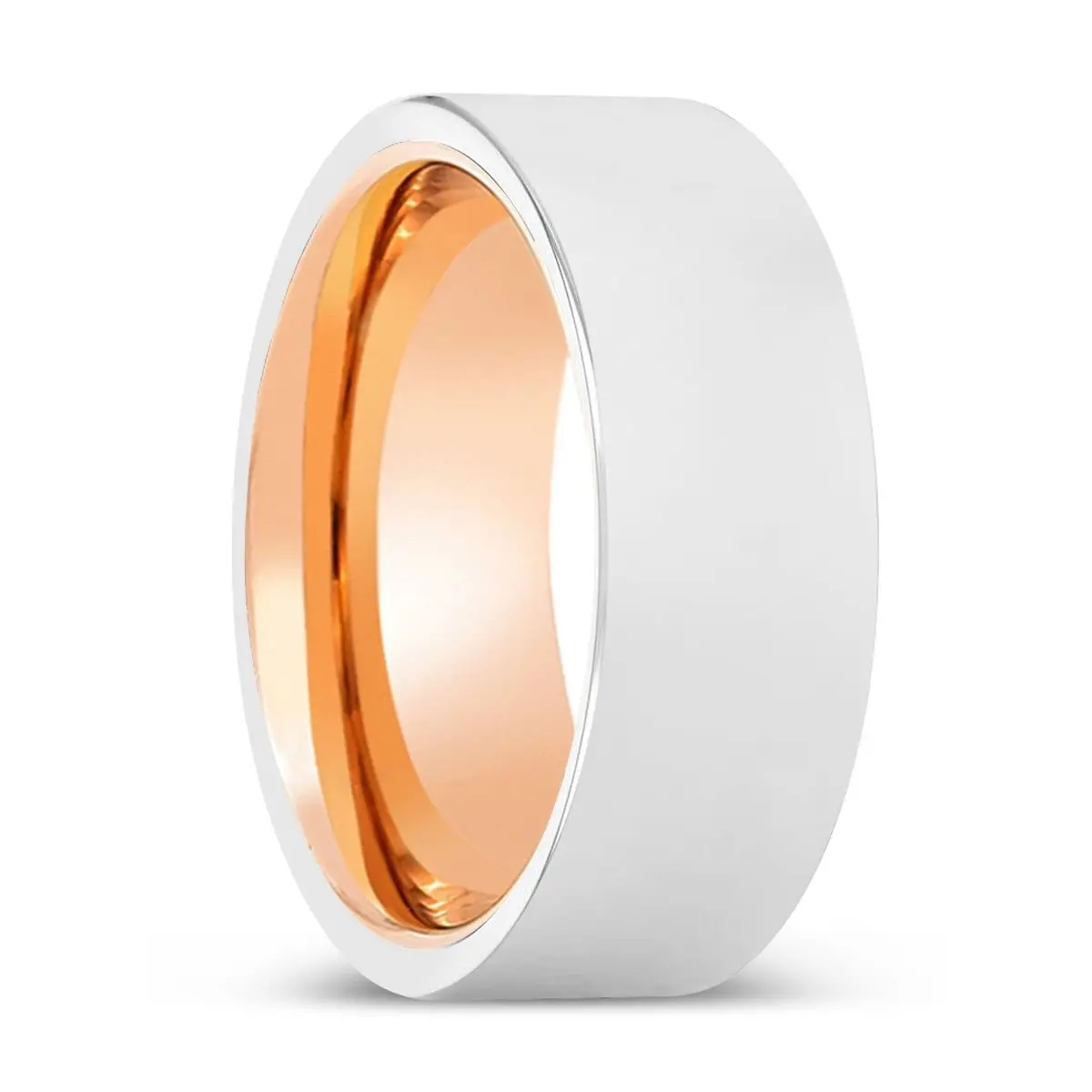 Chapman | Rose Gold Ring, Silver Tungsten Ring, Shiny, Flat 1