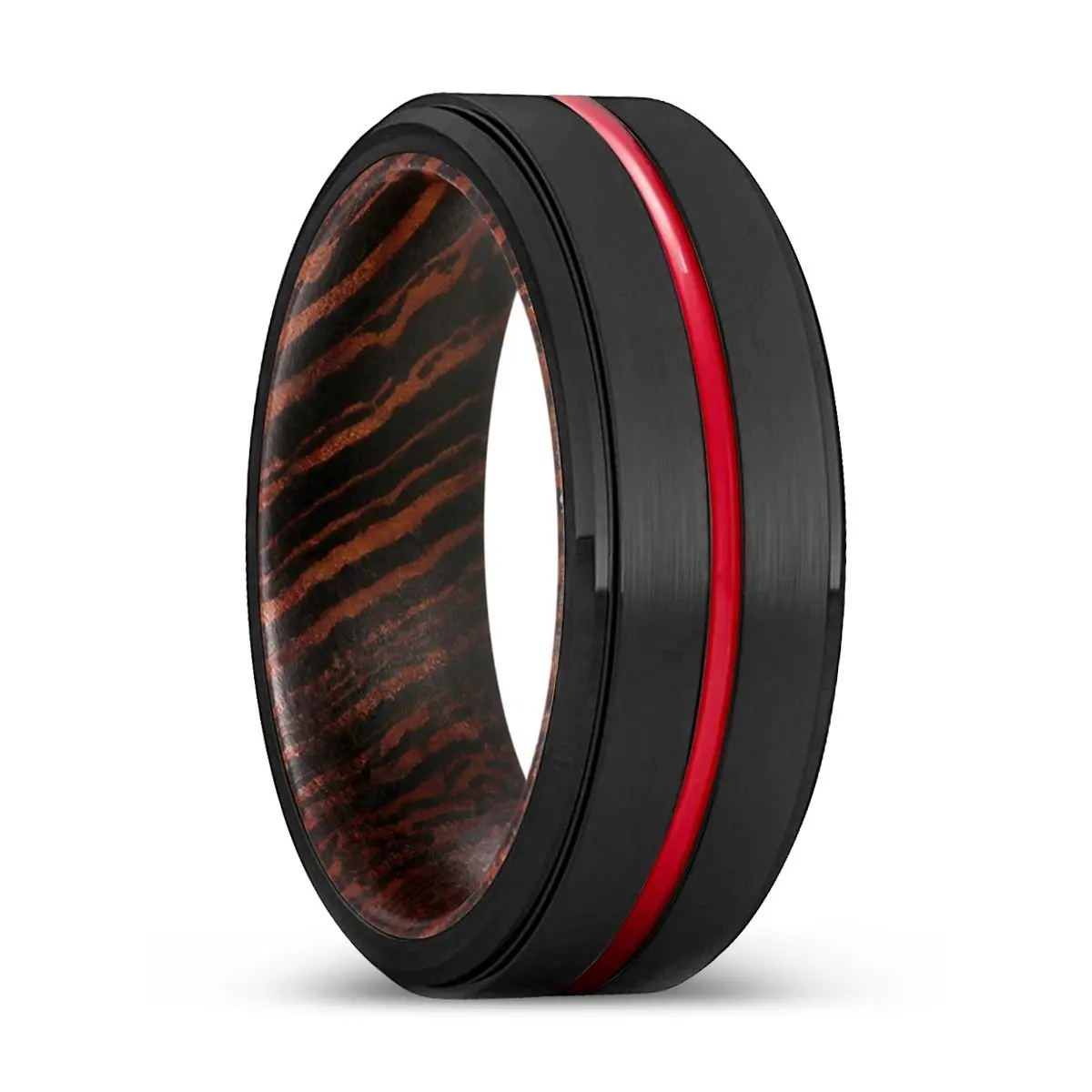Chappie | Wenge Wood, Black Tungsten Ring, Red Groove, Stepped Edge 1