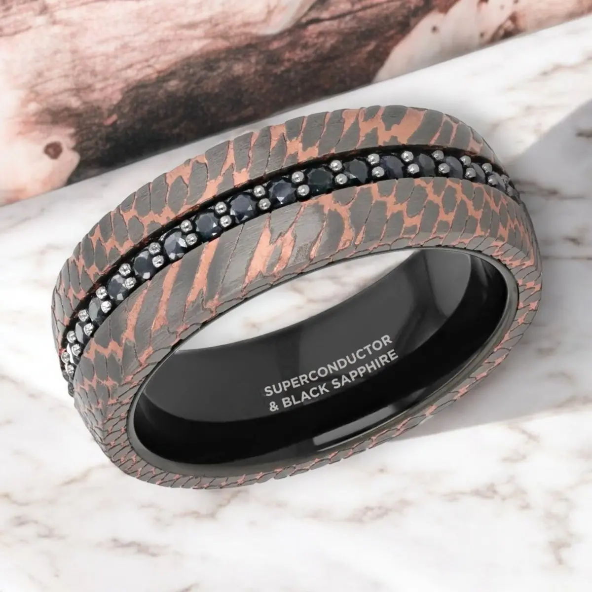 Charger | Black Tungsten Ring, Superconductor Finish And Black Sapphires 3