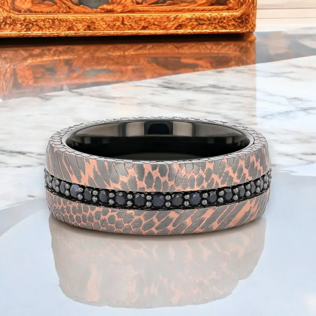 Charger | Black Tungsten Ring, Superconductor Finish And Black Sapphires 5