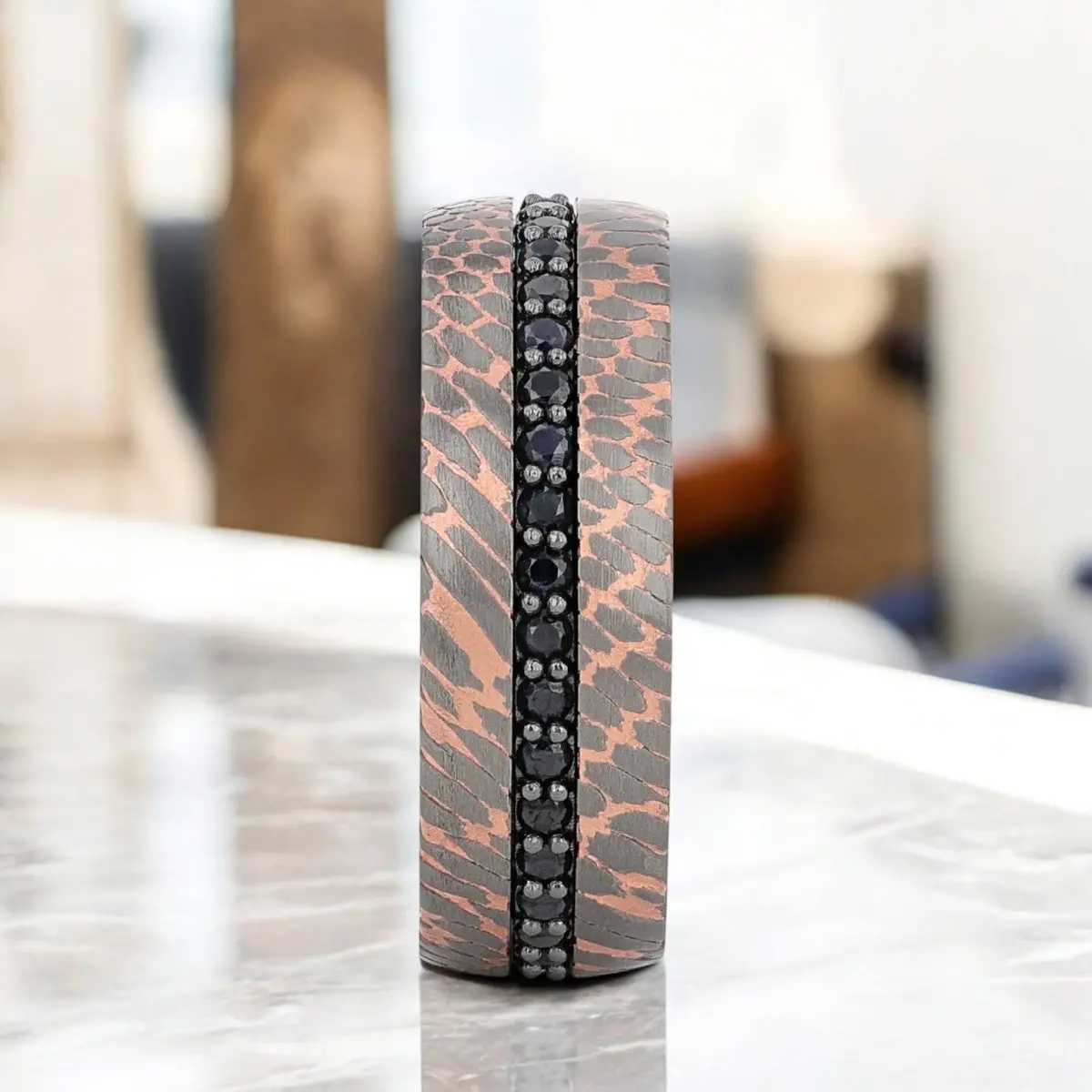 Charger | Black Tungsten Ring, Superconductor Finish And Black Sapphires 4