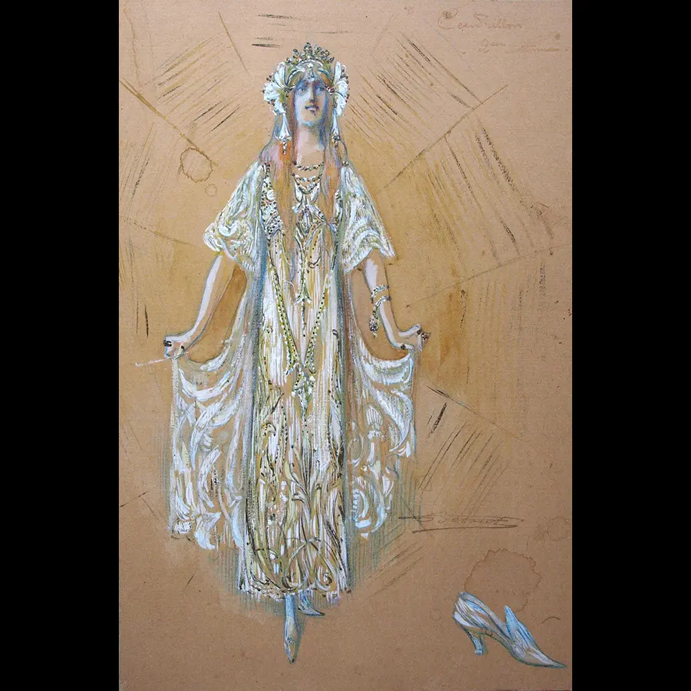 Charles Betout - Dessin Du Costume De Cendrillon (Circa 1890S) 1