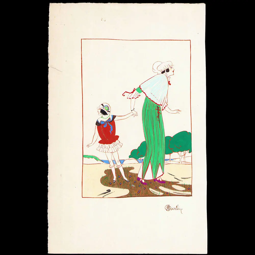 Modes Et Manières D'aujourd'hui - Dessin De Charles Martin Pour La Planche Vii La Dame Et L'enfant (1913) 1