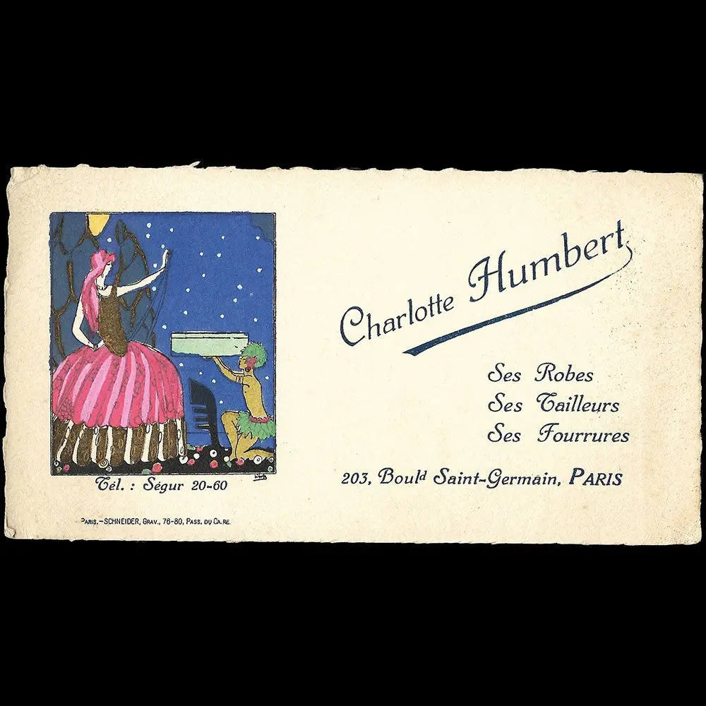 Charlotte Humbert - Carte De La Maison De Couture, 203 Boulevard Saint-Germain À Paris (1920S) 1