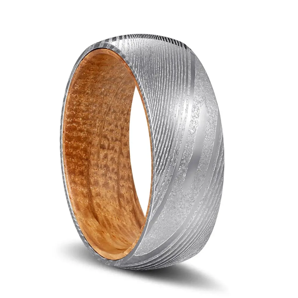 Chivas | Whiskey Barrel Wood, Silver Damascus Steel, Domed 1