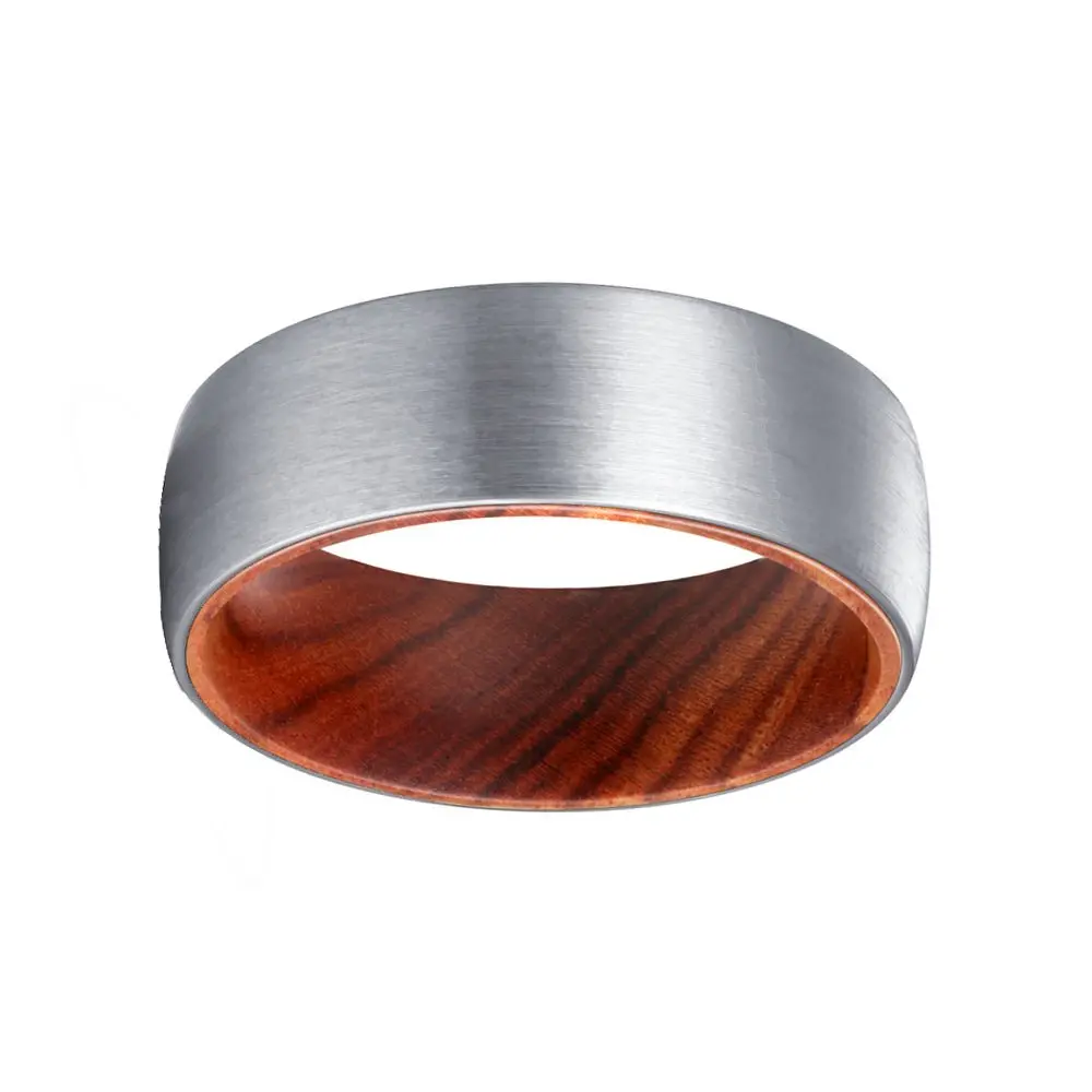 Chopper | Iron Wood, Silver Tungsten Ring, Brushed, Domed 2