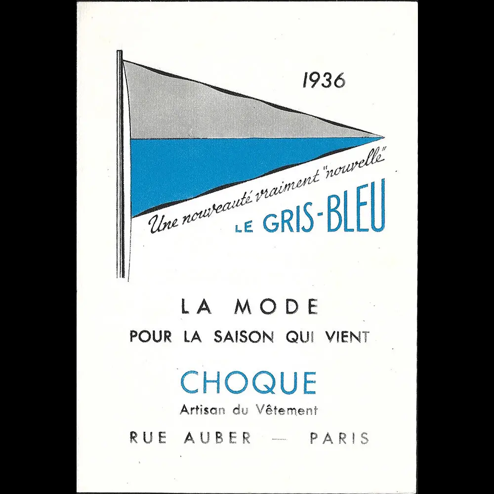 Choque - Le Gris Bleu, Carte Du Magasin, Rue Auber À Paris (1936) 1