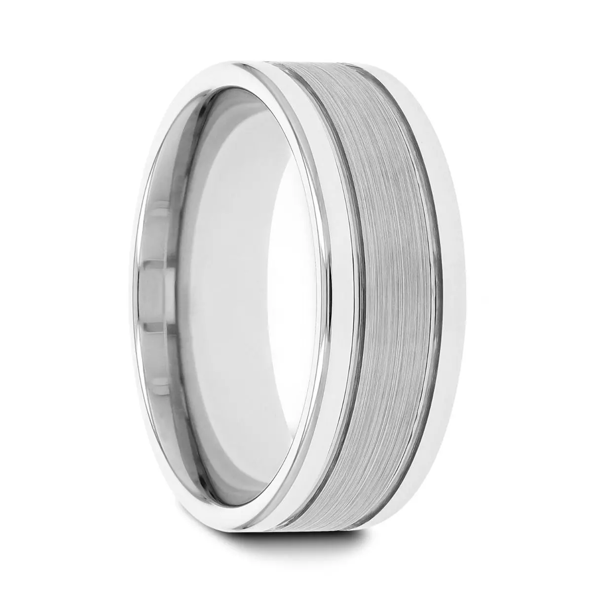 Chronos | Tungsten Ring Dual Offset Grooves & Brushed 1