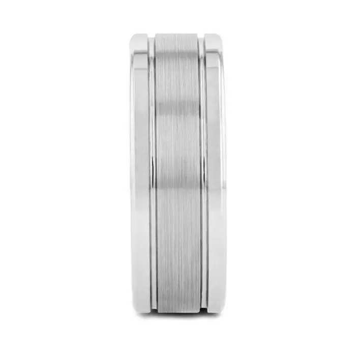Chronos | Tungsten Ring, Offset Grooves Ring, Polished Edges 3
