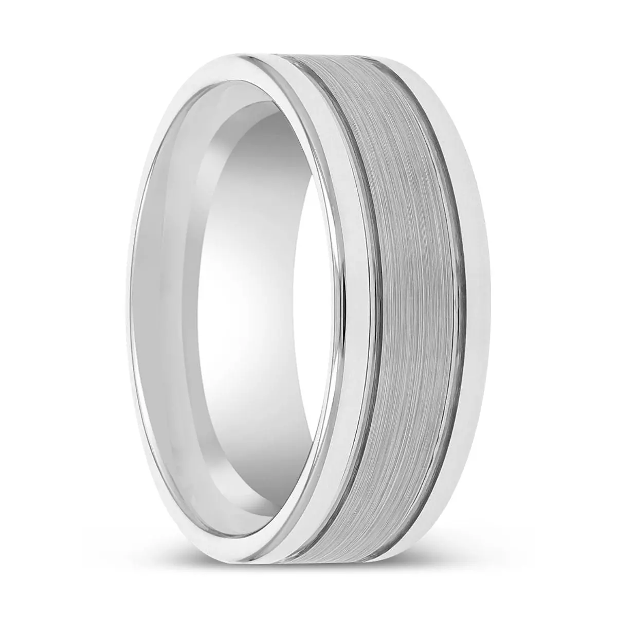 Chronos | Tungsten Ring, Offset Grooves Ring, Polished Edges 1